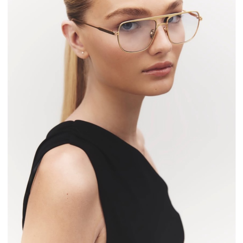 Elisa Johnson Jane in Gold Metal Sunglasses